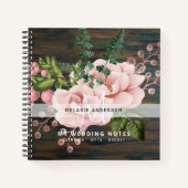 Boho Roze Gouden Rozen Bloemen Trouwplanning Notitieboek (Voorkant)