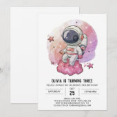 Boho roze grillen astronaut verjaardag kaart (Voorkant / Achterkant)