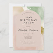 Boho Roze Groen Goud Moderne Boog 50e Verjaardag Kaart (Voorkant)