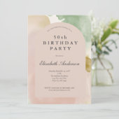 Boho Roze Groen Goud Moderne Boog 50e Verjaardag Kaart (Staand voorkant)