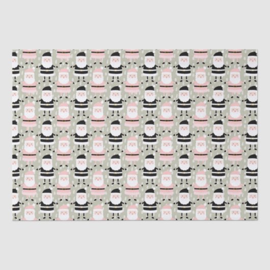 Boho Roze Groen Kerstman Kerstvakantie Xmas Tissuepapier (Voorkant)