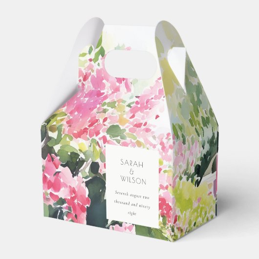Boho Roze Groen Tropische Bougainvillea Huwelijk Bedankdoosjes (Achterkant)