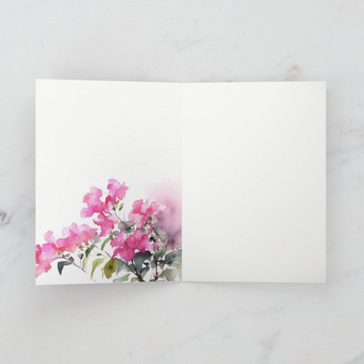 Boho Roze Groen Tropische Bougainvillea Huwelijk Bedankkaart (Binnen)