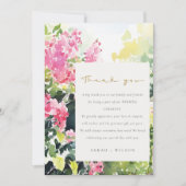 Boho Roze Groen Tropische Bougainvillea Huwelijk Bedankkaart (Voorkant)
