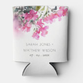 Boho Roze Groen Tropische Bougainvillea Huwelijk Blikjeskoeler (Voorkant)