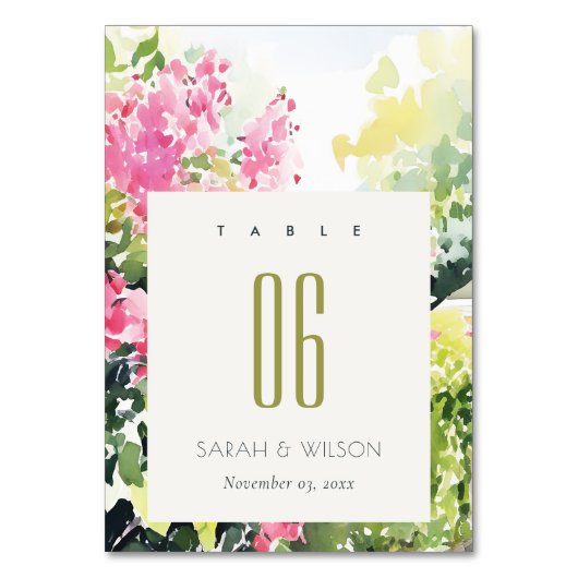 Boho Roze Groen Tropische Bougainvillea Huwelijk Kaart (Voorkant)