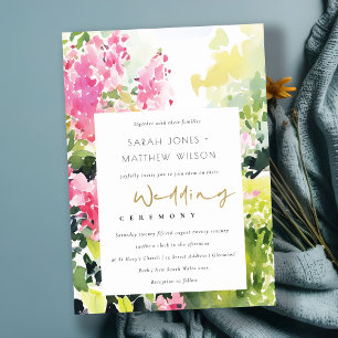 Boho Roze Groen Tropische Bougainvillea Huwelijk Kaart
