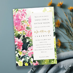 Boho Roze Groen Tropische Bougainvillea Huwelijk Kaart
