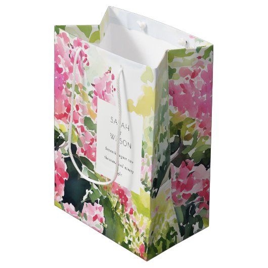 Boho Roze Groen Tropische Bougainvillea Huwelijk Medium Cadeauzakje (Voorkant Gekanteld)