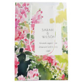 Boho Roze Groen Tropische Bougainvillea Huwelijk Medium Cadeauzakje (Achterkant)