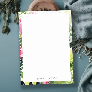 Boho Roze Groen Tropische Bougainvillea Huwelijk Notitiekaartje