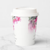 Boho Roze Groen Tropische Bougainvillea Huwelijk Papieren Bekers (Links)