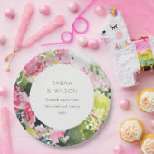 Boho Roze Groen Tropische Bougainvillea Huwelijk Papieren Bordje (Feest)