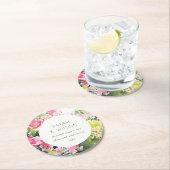 Boho Roze Groen Tropische Bougainvillea Huwelijk Ronde Kartonnen Onderzetter (Insitu)