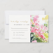 Boho Roze Groen Tropische Bougainvillea Huwelijk RSVP Kaartje (Voorkant)