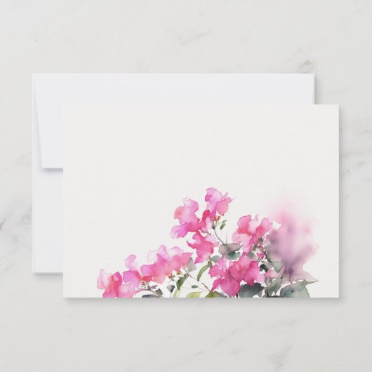 Boho Roze Groen Tropische Bougainvillea Huwelijk RSVP Kaartje (Achterkant)