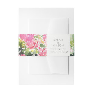 Boho Roze Groen Tropische Bougainvillea Huwelijk Uitnodigingen Wikkel
