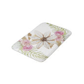 Boho Roze Groen Wit Bruin Bloem Elegant Badmat (Gekanteld)