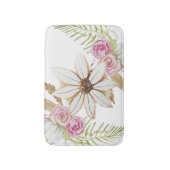 Boho Roze Groen Wit Bruin Bloem Elegant Badmat (Voorkant Verticaal)