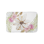 Boho Roze Groen Wit Bruin Bloemig Elegant  Badmat (Voorkant)