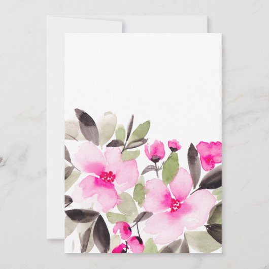 Boho roze groene bloemenbruiloft waterverf kaart (Achterkant)