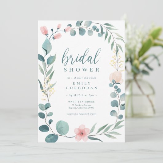 Boho Roze Groene Bloementuin Vrijgezellenfeest Kaart (Staand voorkant)