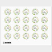 Boho roze groene botanische waterverf wilde bloeme ronde sticker (Vel)