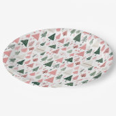 Boho Roze Groene Kerstbomen Kerstvakantie Papieren Bordje (Gekanteld)