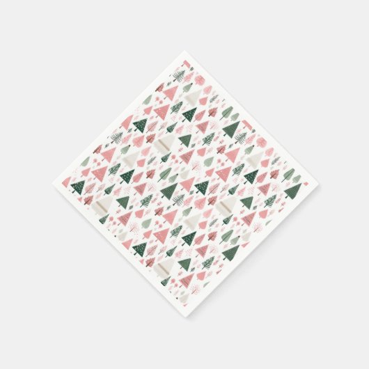 Boho Roze Groene Kerstbomen Kerstvakantie Servet (Hoek)
