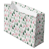 Boho Roze Groene Kerstbomen Vakantie Groot Cadeauzakje (Voorkant Gekanteld)