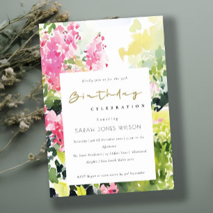 Boho Roze Groene Tropische Bougainvillea Verjaarda Kaart