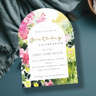 Boho Roze Groene Tropische Bougainvillea Verjaarda Kaart
