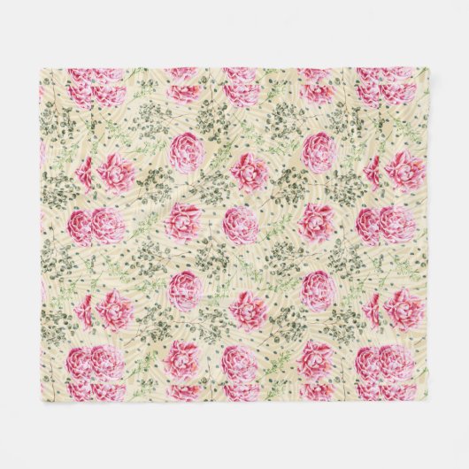 Boho roze groene tropische spots fleece deken (Voorkant (Horizontaal))