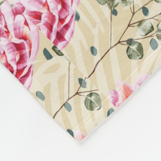 Boho roze groene tropische spots fleece deken (Hoek)