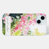 Boho Roze Groene Tropische Waterverf Bougainvillea Case-Mate iPhone Case (Achterkant (horizontaal))