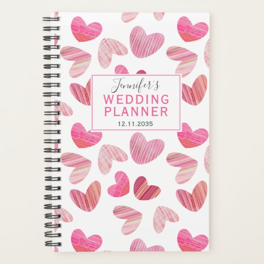 Boho Roze Hart All Over Patroon Trouw Planner (Voorkant)