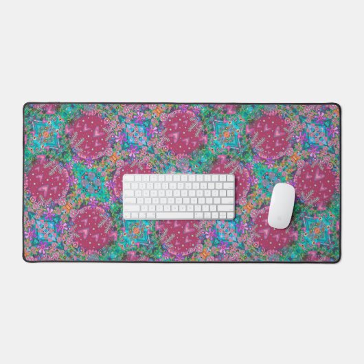 Boho roze hart bloemmotief leuke inspiratie bureaumat (Keyboard & Muis)