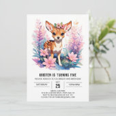 Boho roze herten viering meisje verjaardag kaart (Staand voorkant)