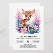 Boho roze herten viering meisje verjaardag kaart (Voorkant / Achterkant)