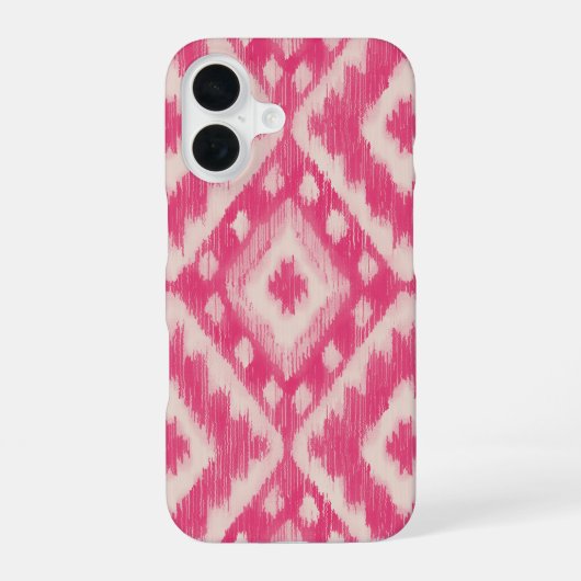 Boho Roze Ikat Design iPhone 16 Hoesje (Achterkant)