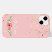 Boho  Roze & Ivory Greenery Floral Name Case-Mate iPhone Case (Achterkant (horizontaal))
