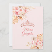 Boho Roze Jurk Bloemrijke Prinses Quinceañera Kaart (Achterkant)