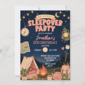 Boho Roze Kampeer Slaapfeest Verjaardag Kaart (Voorkant)