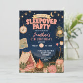Boho Roze Kampeer Slaapfeest Verjaardag Kaart (Staand voorkant)