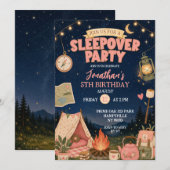 Boho Roze Kampeer Slaapfeest Verjaardag Kaart (Voorkant / Achterkant)