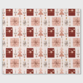 Boho Roze Kerst Cadeaupapier (Vlak)