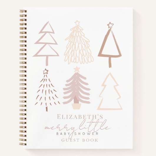 Boho roze kerstbomen Baby shower Notitieboek (Voorkant)