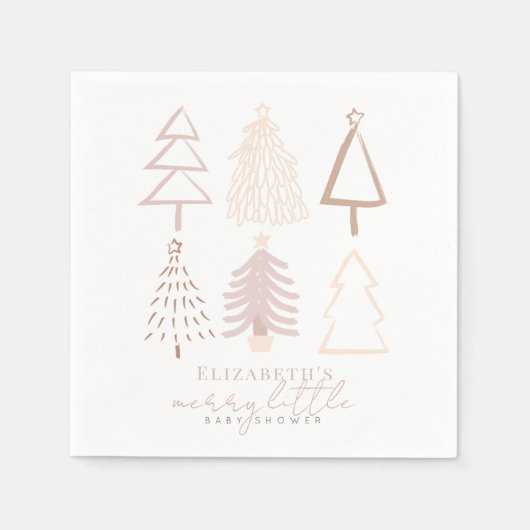 Boho roze kerstbomen Baby shower Servet (Voorkant)