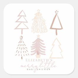 Boho roze kerstbomen Baby shower Vierkante Sticker