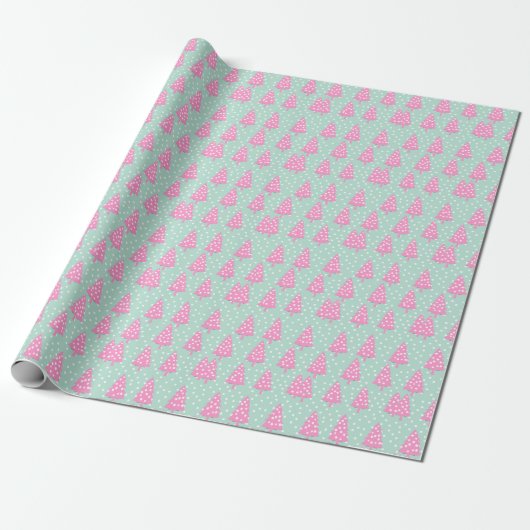 Boho Roze Kerstboom Cadeaupapier (Uitgerold)